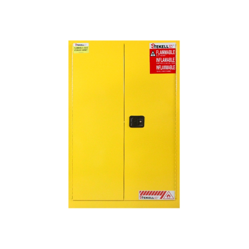 Armoire de sécurité inflammable, 90 gallons, jaune, Double porte, Type de porte manuelle/à fermeture automatique (90 Gal/340 L)