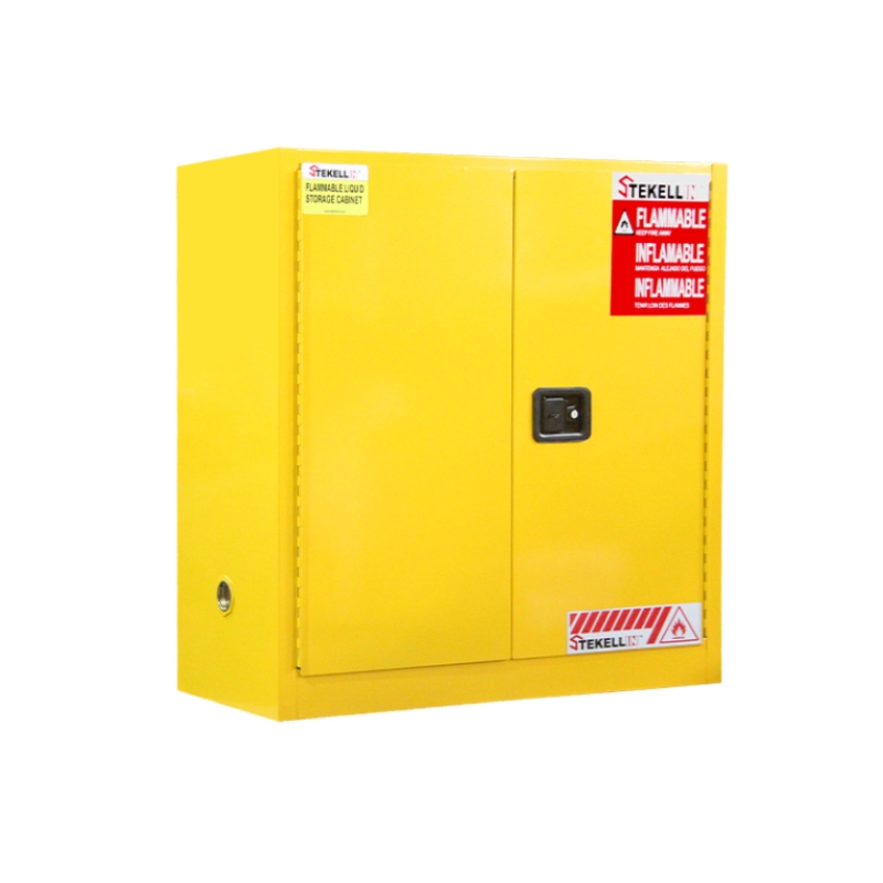 Armoire de sécurité inflammable, 30 gallons, jaune, porte Double, Type porte manuelle/à fermeture automatique (30 Gal/114 L)