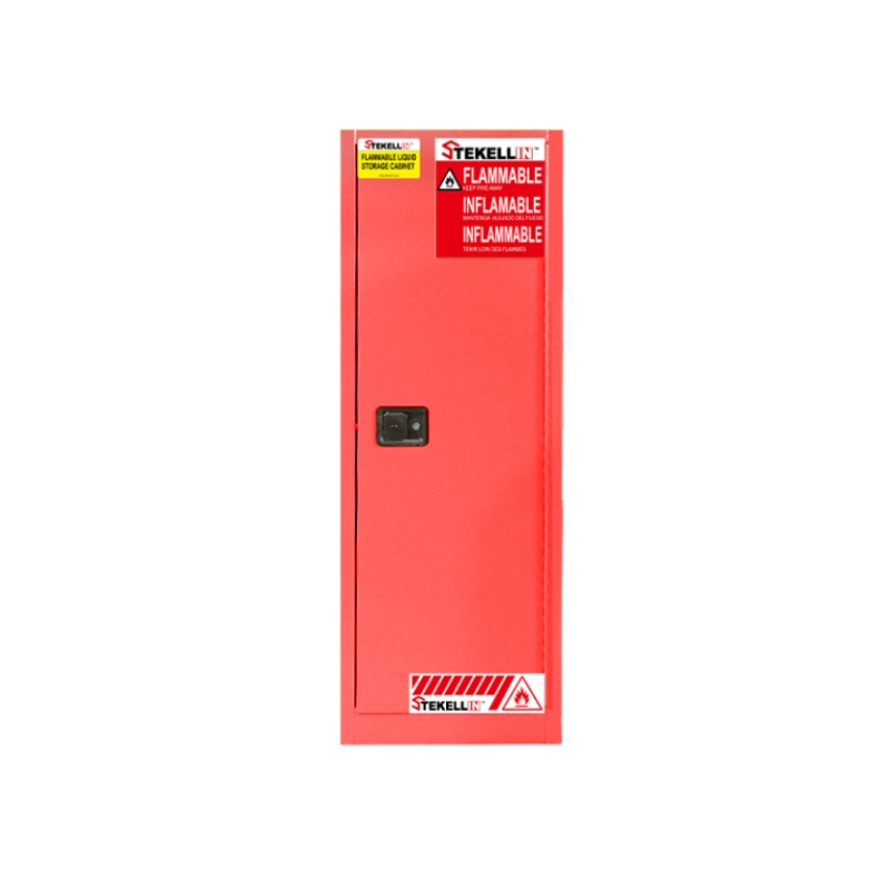 Cabinet de sécurité Combustible mince, 22 gallons, rouge, Type porte manuelle/à fermeture automatique (22 Gal/83 L)