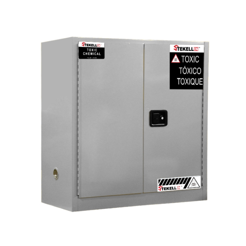 Armoire de sécurité toxique, 30 gallons, gris, porte Double, Type de porte manuelle/à fermeture automatique (30 Gal/114 L)