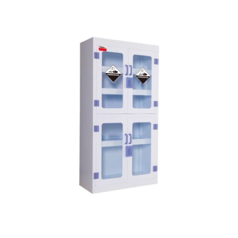 Cabinet de rangement PP Medicine/ réactif, blanc, Type quatre portes, avec 4 fenêtres visibles