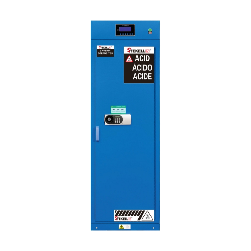 Armoires de stockage intelligentes de sécurité de produits chimiques, acier extérieur, PP intérieur, jaune ou bleu, largeur 590mm