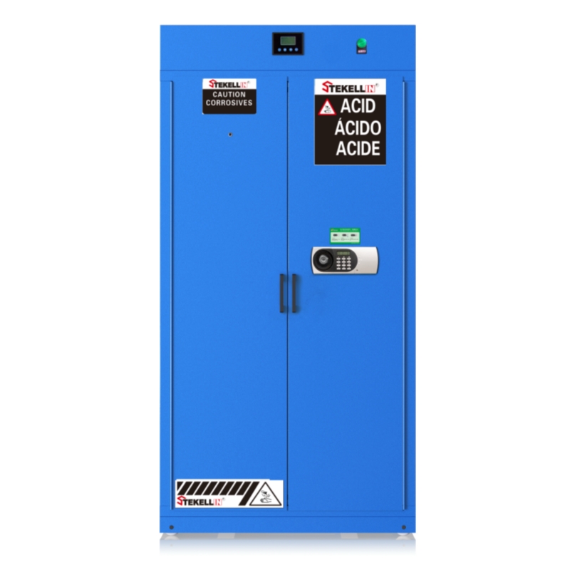 Armoires de stockage intelligentes de sécurité de produits chimiques, acier externe, PP intérieur, bleu, largeur 900mm
