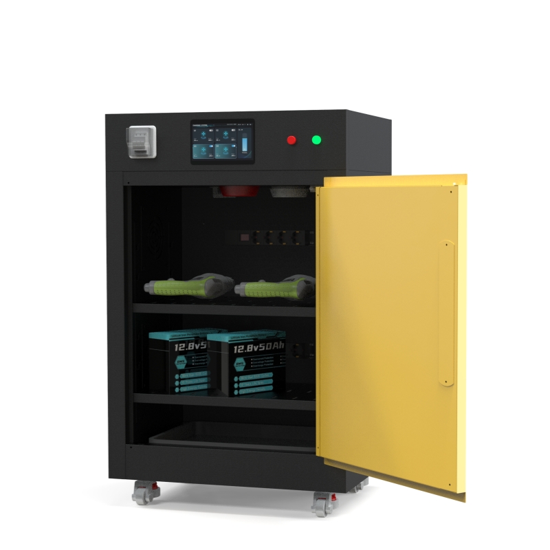 Armoire de chargement et de stockage Smart Lithium Ion, 2 étagères, hauteur 1100mm, porte simple, Type de porte manuelle ou à fermeture automatique, contrôle d’écran tactile