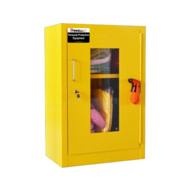 Armoires d’équipement d’urgence (armoire PPE), jaune, porte simple/Type de porte manuelle/hauteur 900mm/ avec fenêtre Visible