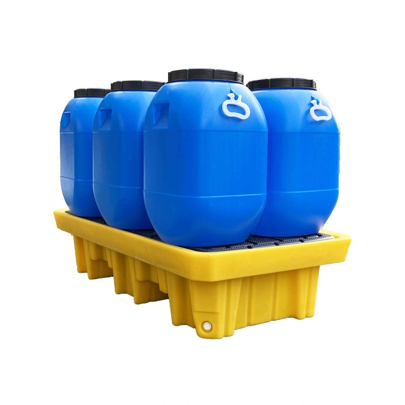 Palette de confinement de déversement PE avec Drain, jaune/noir, hauteur 300mm, pour 2 fûts