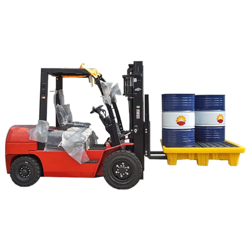 Palette de confinement de déversement PE avec Drain, jaune/noir, hauteur 300mm, pour 4 fûts